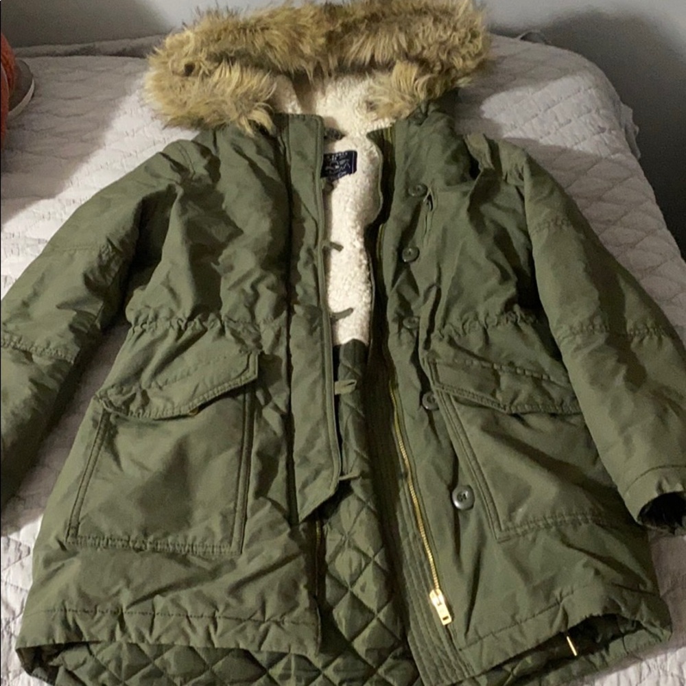 Cute green American eagle parka